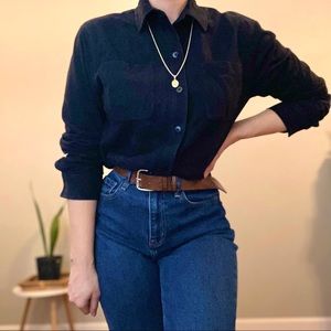 Blue-black faux suede button-up by Jones New York